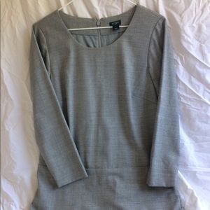 Gray drop waist straight shift dress, 3/4” sleeve